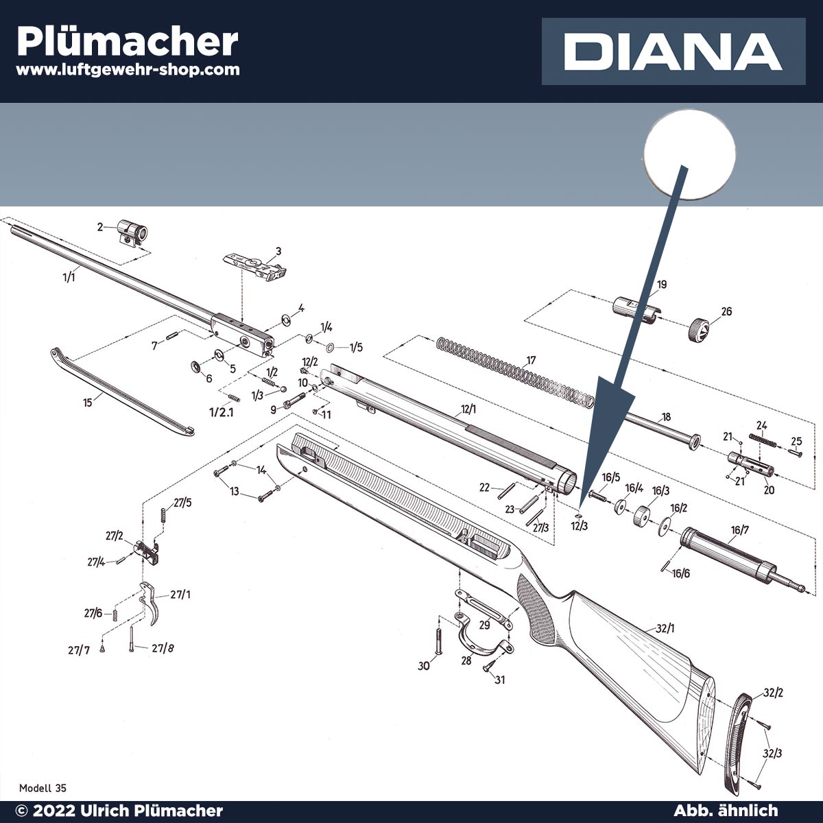 Diana 35-27 Laufdichtung - O-Ring 8 x 2,5 für Luftgewehre