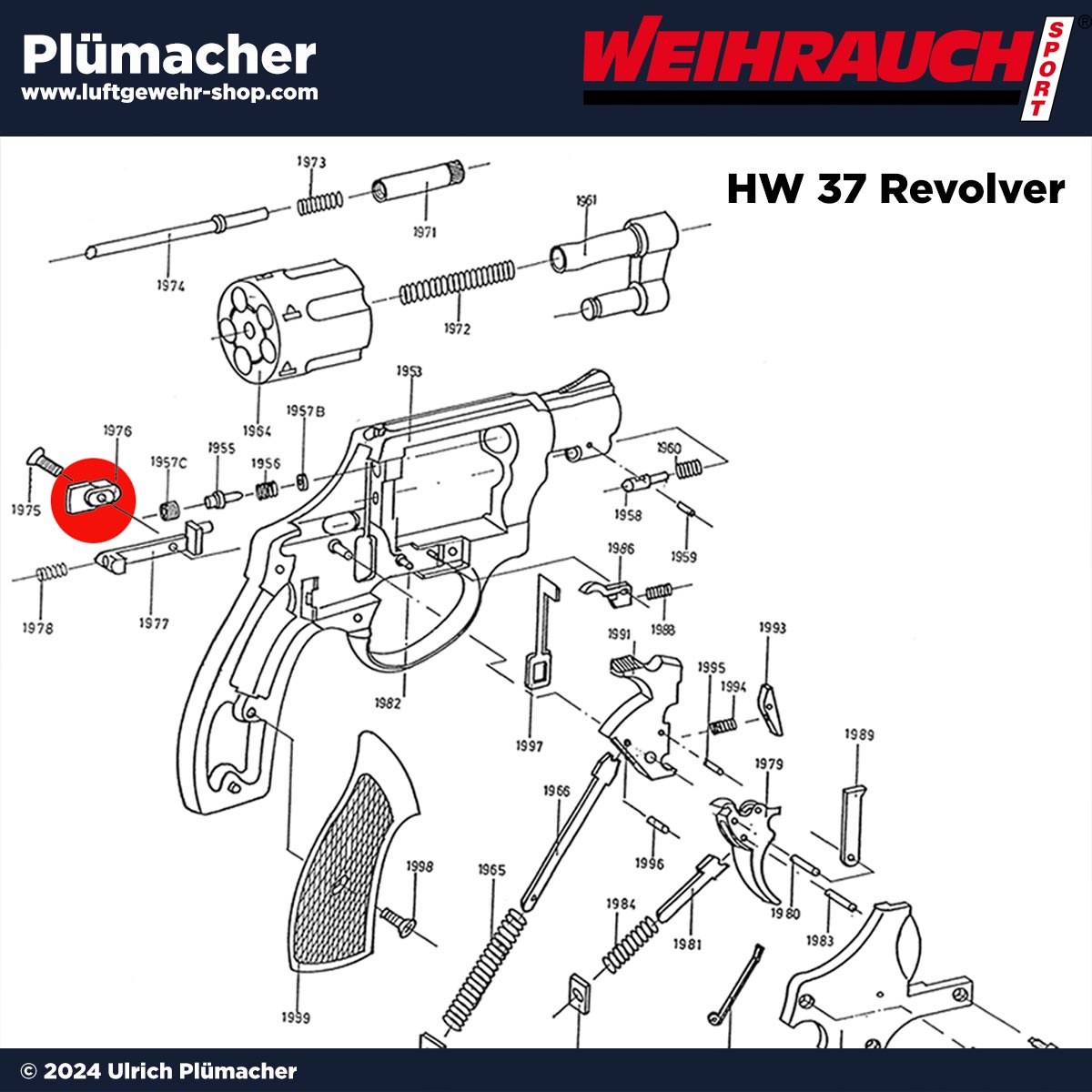 Schieberknopf Weihrauch HW 37 & HW 88 Schreckschuss Revolver