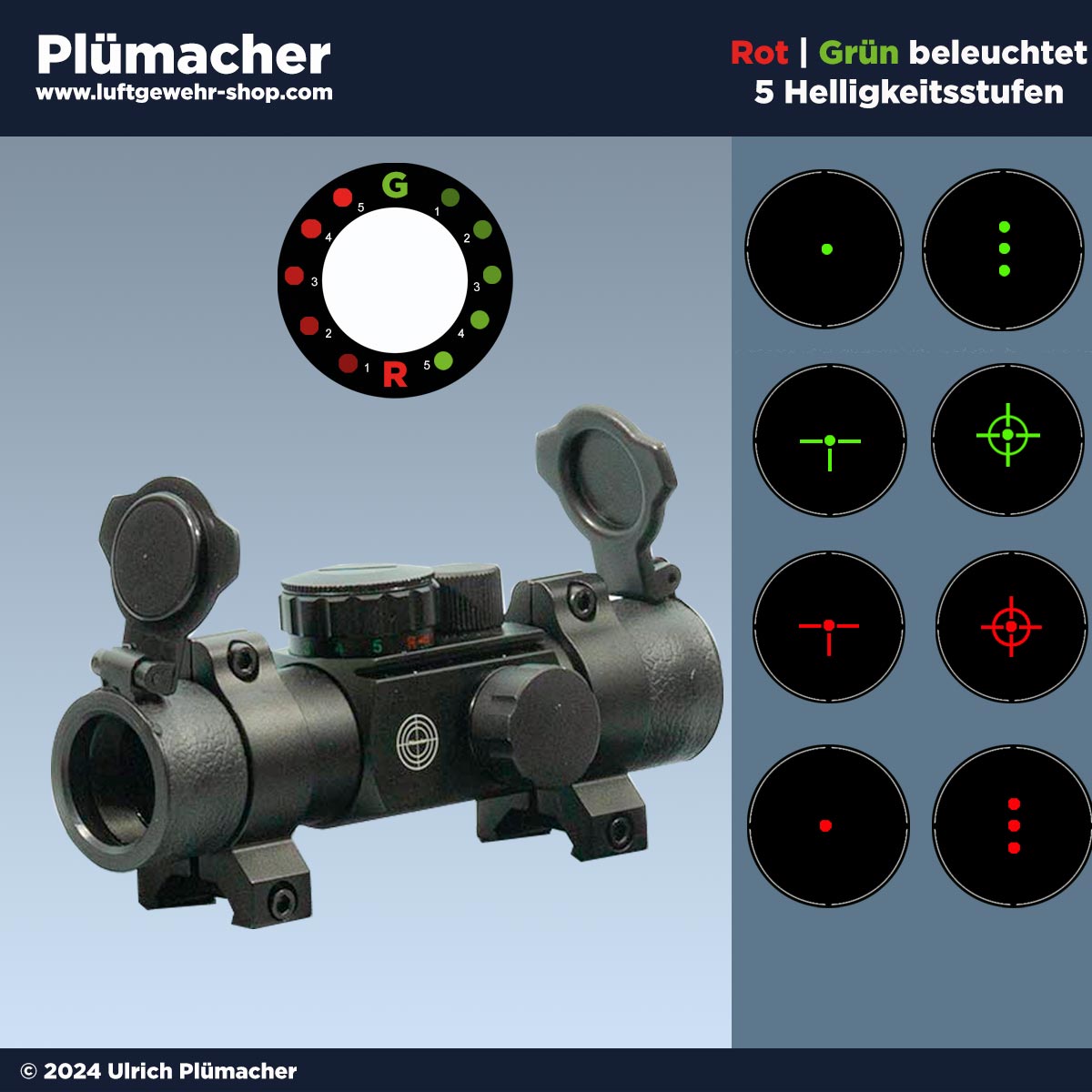 Red Dot Leuchtpunktvisier mit einem 22 mm Profil und beleuchtetem Absehen