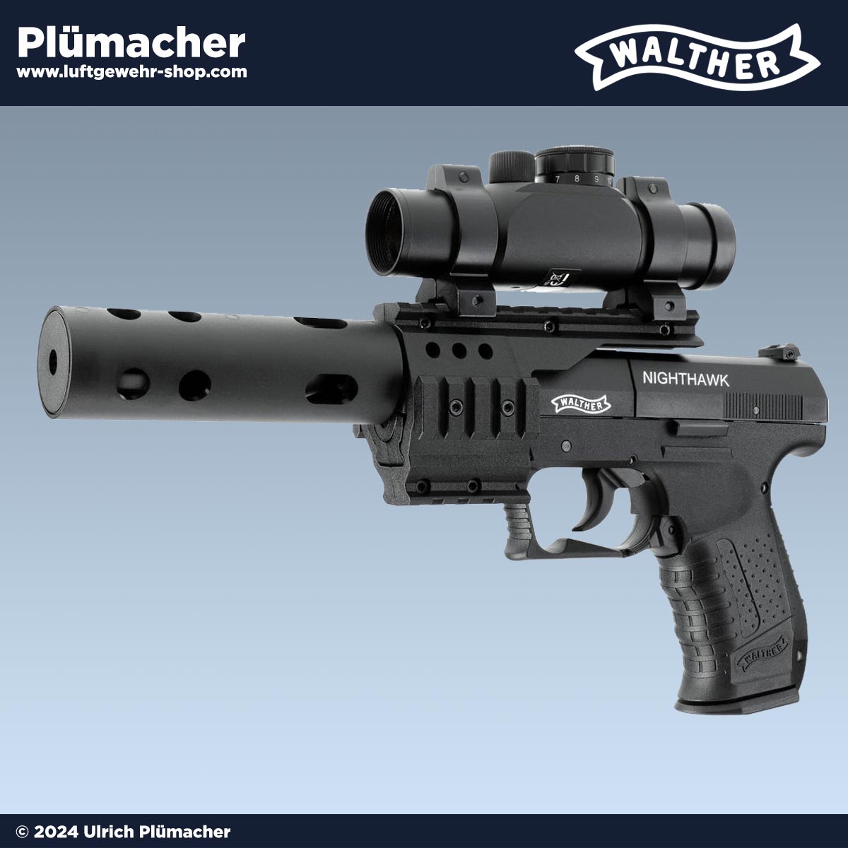 Walther Nighthawk CO2 Pistole 4,5 mm mit Reddot Leuchtpunktvisier