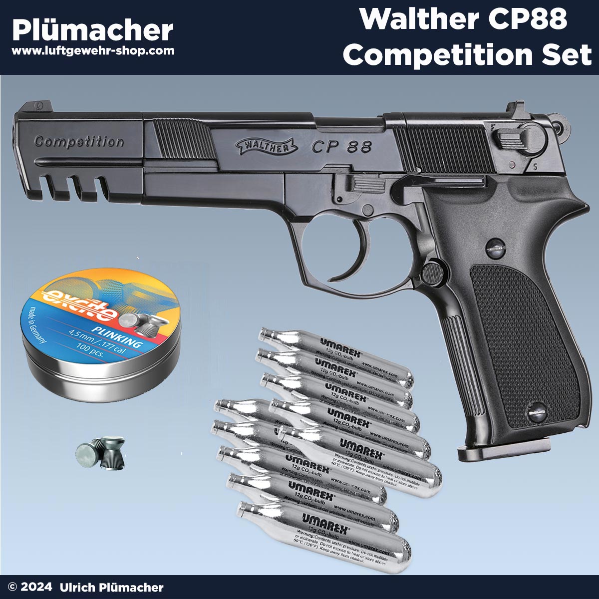 Walther CP88 Competition CO2 Pistolen Set schwarz