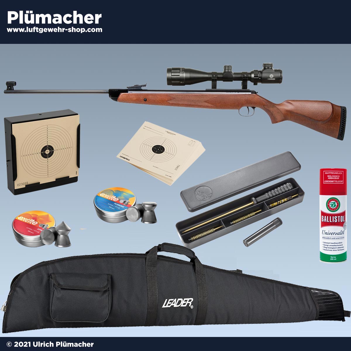 Diana 350 Magnum Luftgewehr Set mit Zielfernrohr, Kugelfang, Munition und Gewehrtasche