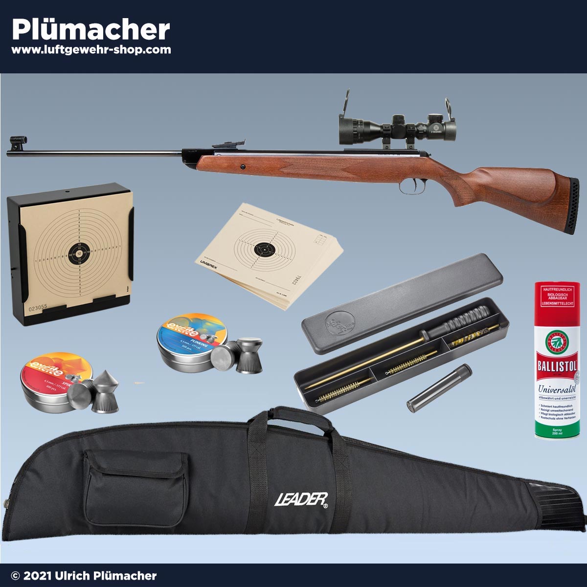 Diana 350 Magnum Luftgewehr Set mit Zielfernrohr 2-6x32, Gewehrtasche und viel Zubehör