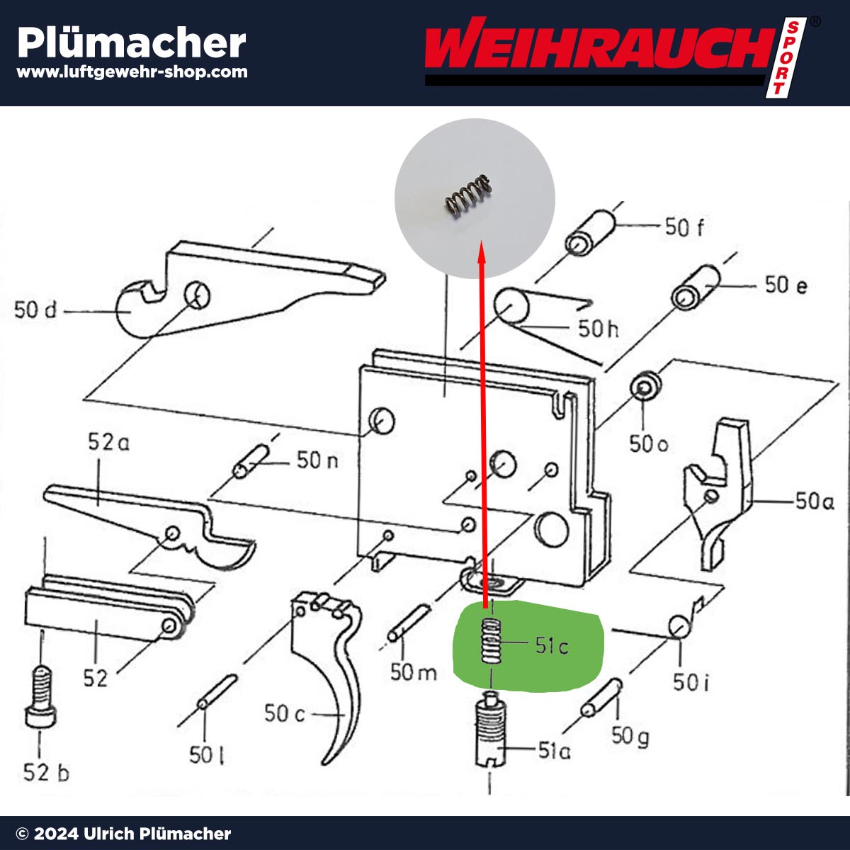 Feder für Weihrauch Abzug - diese Feder ist für die Einstellschraube beim Weihrauch Matchabzug