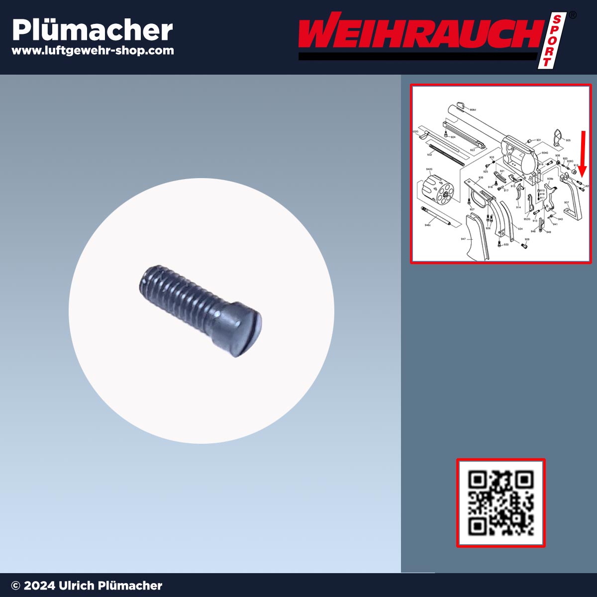 Weihrauch Western Single Action Revolver Ersatzteile - hintere Bügelschraube oben