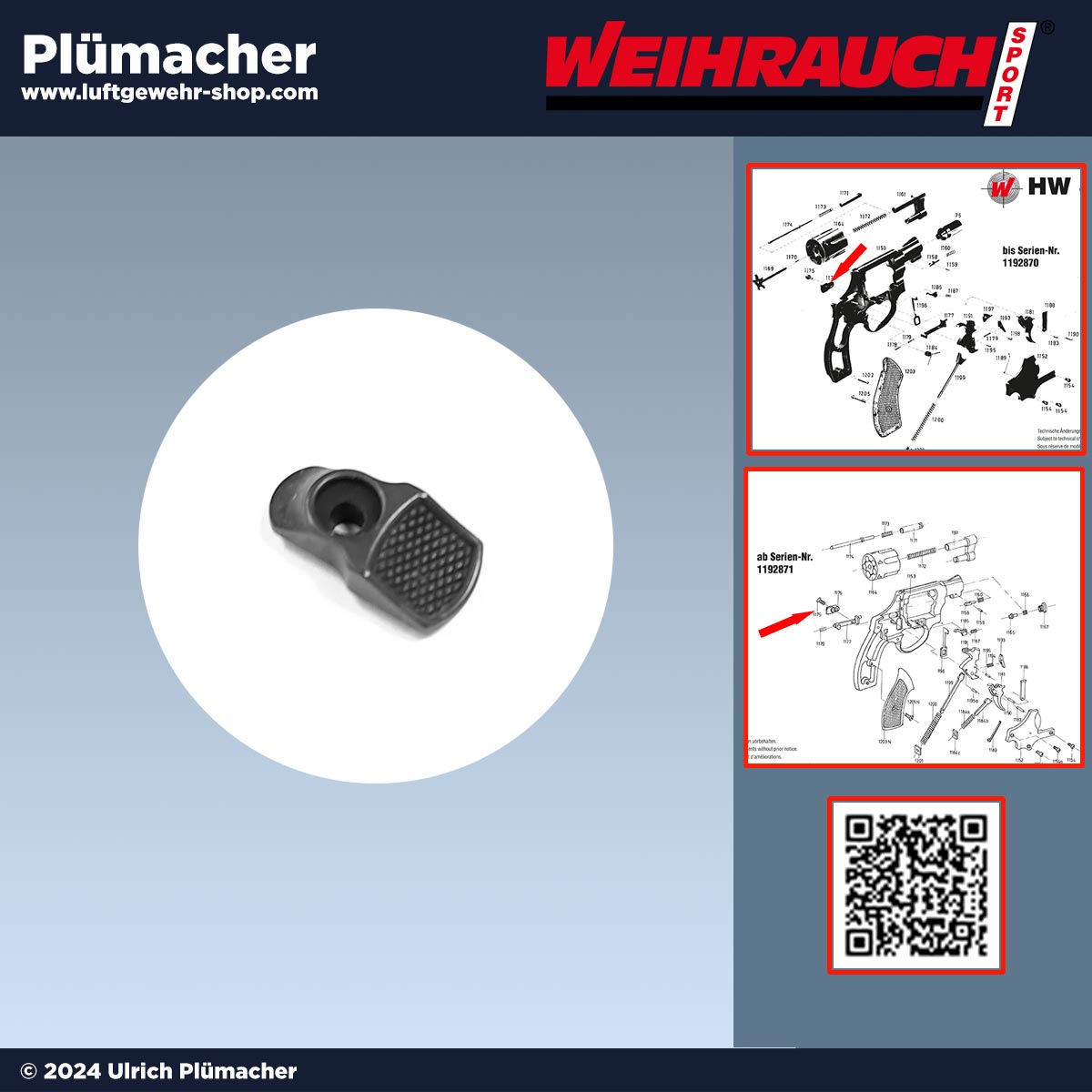 Schieberknopf Weihrauch HW 88 Schreckschussrevolver