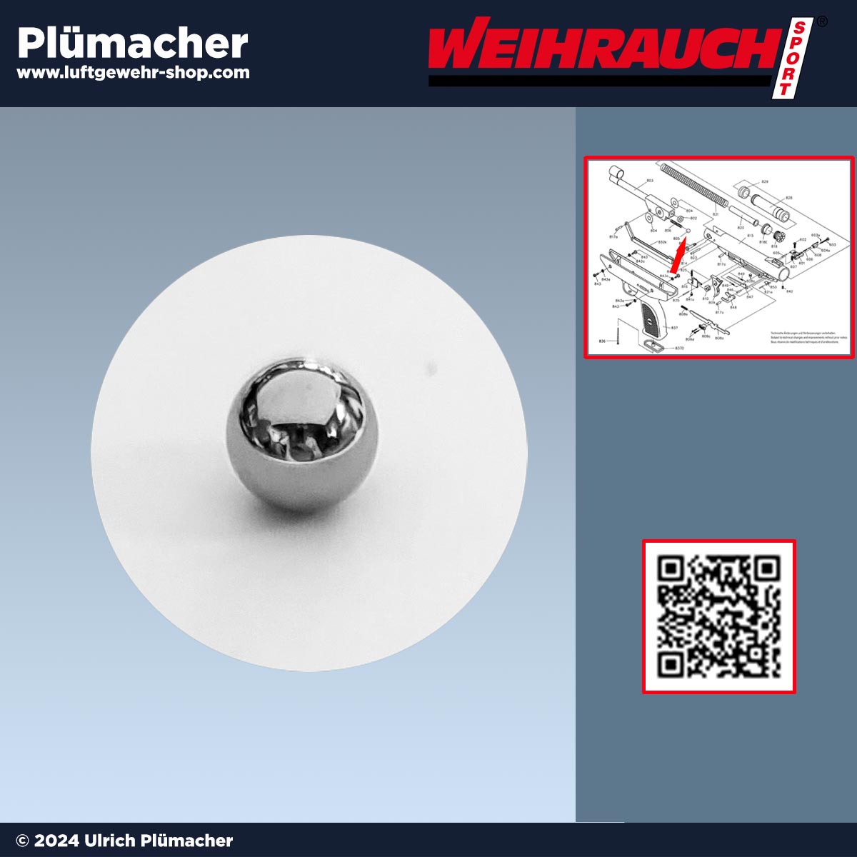 Verschlusskugel Weihrauch HW 70 - Ersatzteile für die Luftpistole