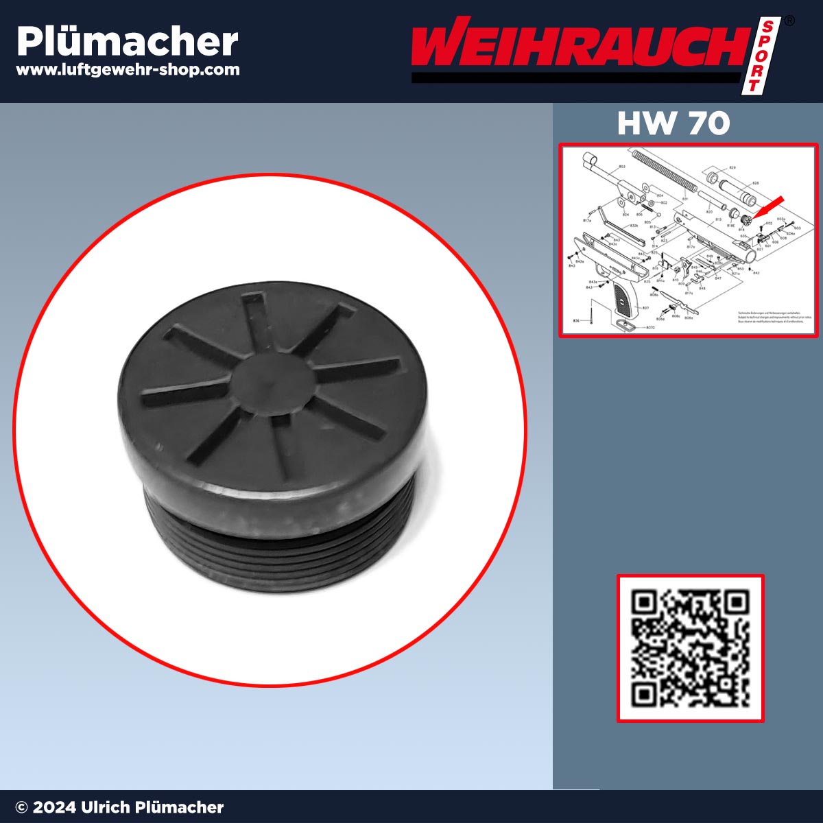 Weihrauch HW 70 Abschlusskappe für die Luftpistole - Ersatzteile für die HW70 online bestellen