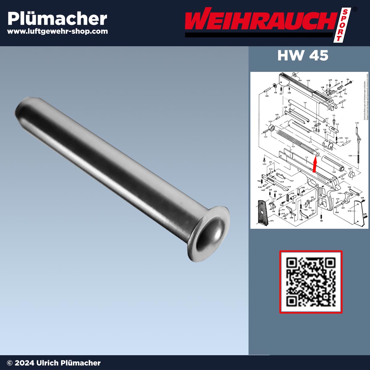 Federführungsrohr Weihrauch HW 45 Luftpistole - die Federführung HW45