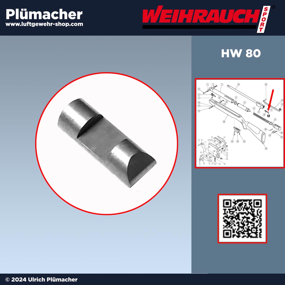 Verschlussbolzen Weihrauch HW 80 - Weihrauch Luftgewehr Ersatzteile HW80