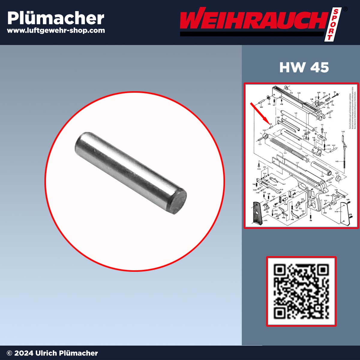 Scharnierstift für die Spannhebel bei der Weihrauch HW 45 Luftpistole