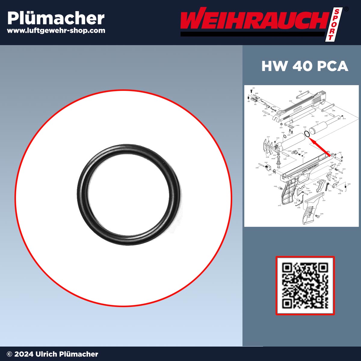 Weihrauch HW 40 PCA Kolbendichtung - Luftpistole HW 40 die Dichtung für den Kolben