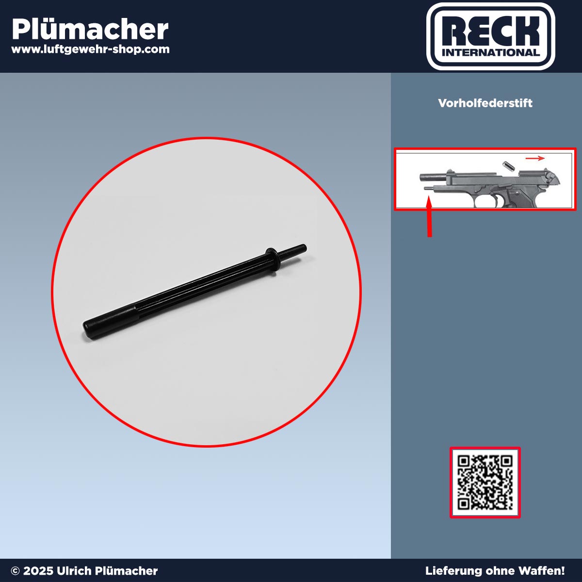 Reck Miami 92 Federführung - Vorholfederstift für die Schreckschusspistole