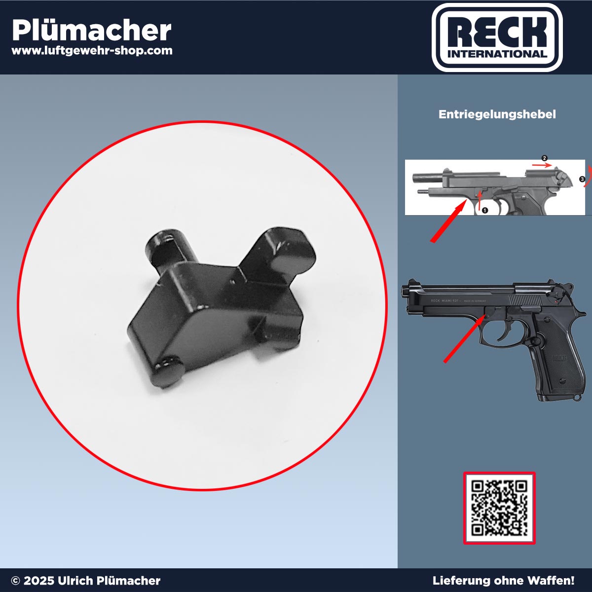 Reck Miami 92F Entriegelungshebel - der Demontageknopf für Ihre MIAMI 92 F