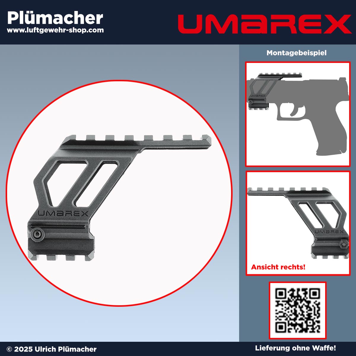 Umarex Universal Brückenmontage für Red Dot Visiere an CO2 Pistolen und Softairpistolen