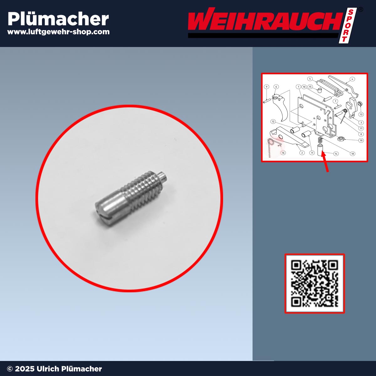 Einstellschraube für den Weihrauch Luftgewehr Abzug Rekord