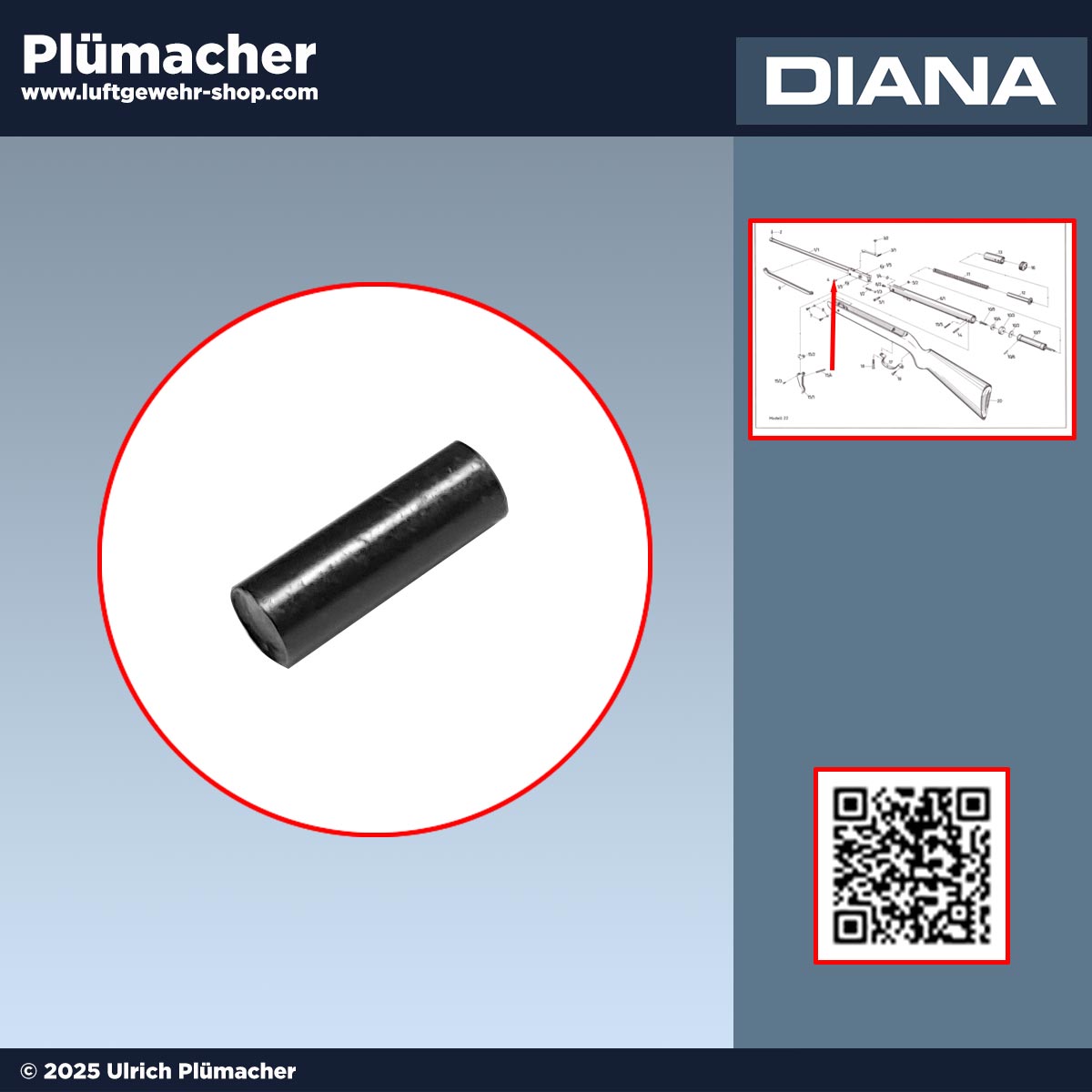 Nietstift Spannhebel Diana 22 & Diana 23 Luftgewehr