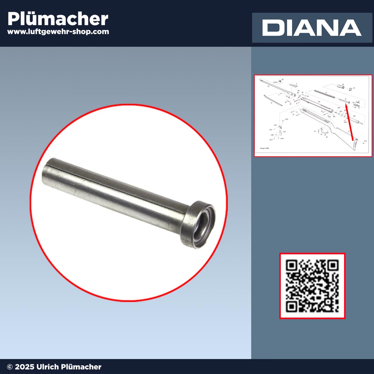 Federführungsrohr Diana 25D Luftgewehr - die Federführung für Ihr Diana Mod. 25