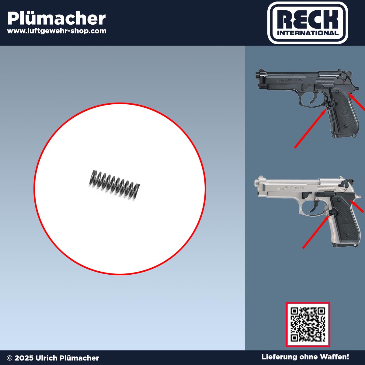 Reck Miami 92 Ersatzteile - Feder für den Magazinhalter und den Entriegelungshebel