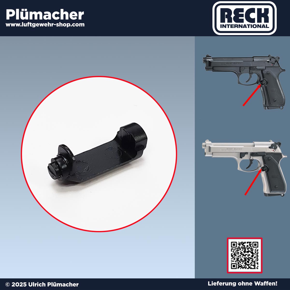 Magazinhalter Reck Miami 92 Schreckschusspistole - der Magazinhalteknopf