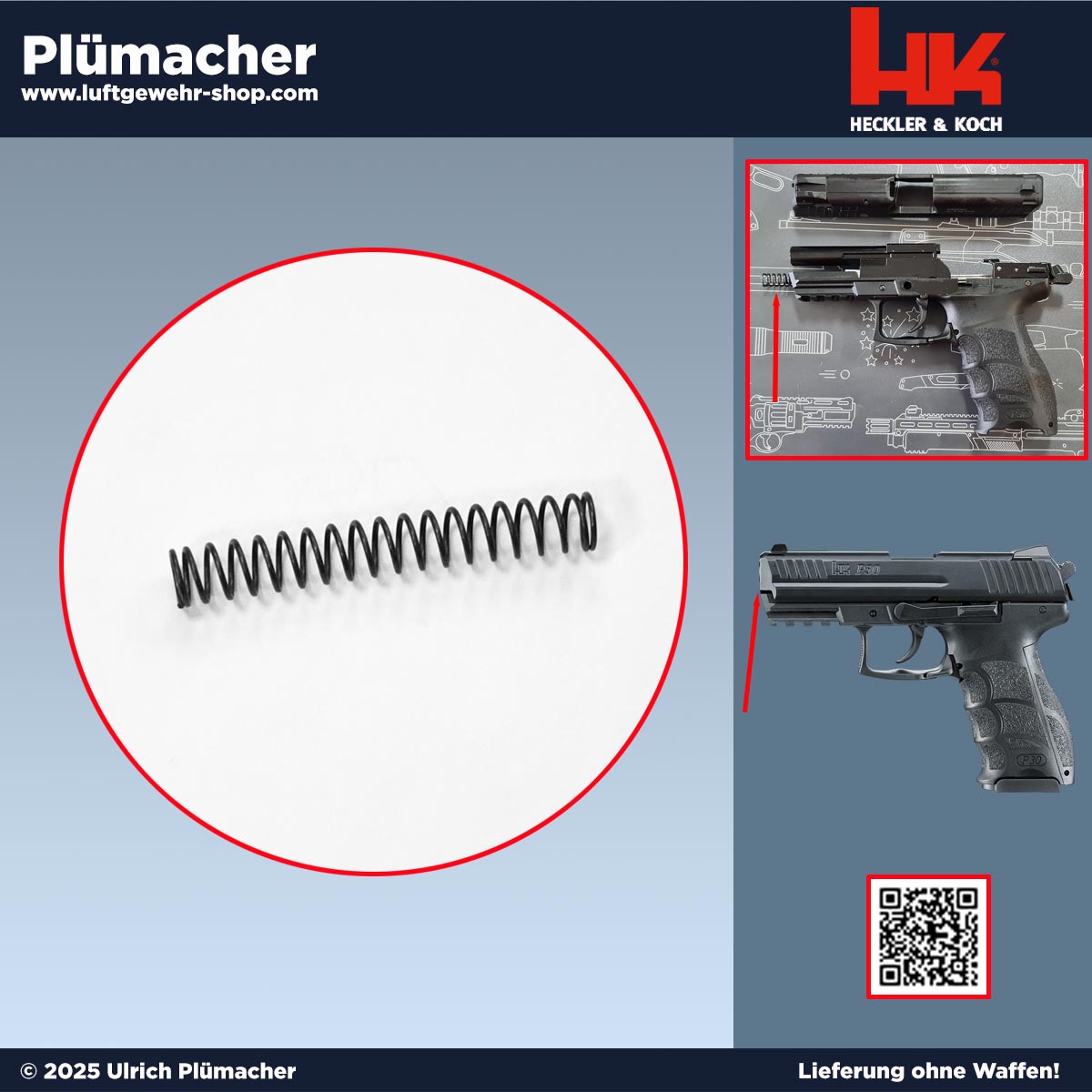 Heckler & Koch P30 Schlittenfeder - Verschlussfeder für die HK P30 Schreckschuss