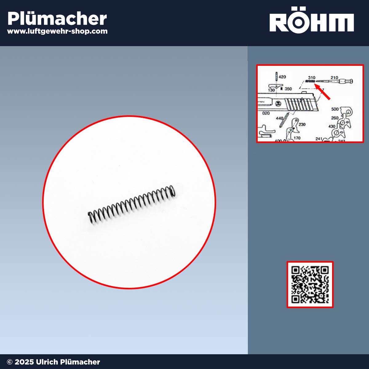 Schlagbolzenfeder Röhm RG 96 Schreckschusspistole - Reparatur des Schlagbolzens