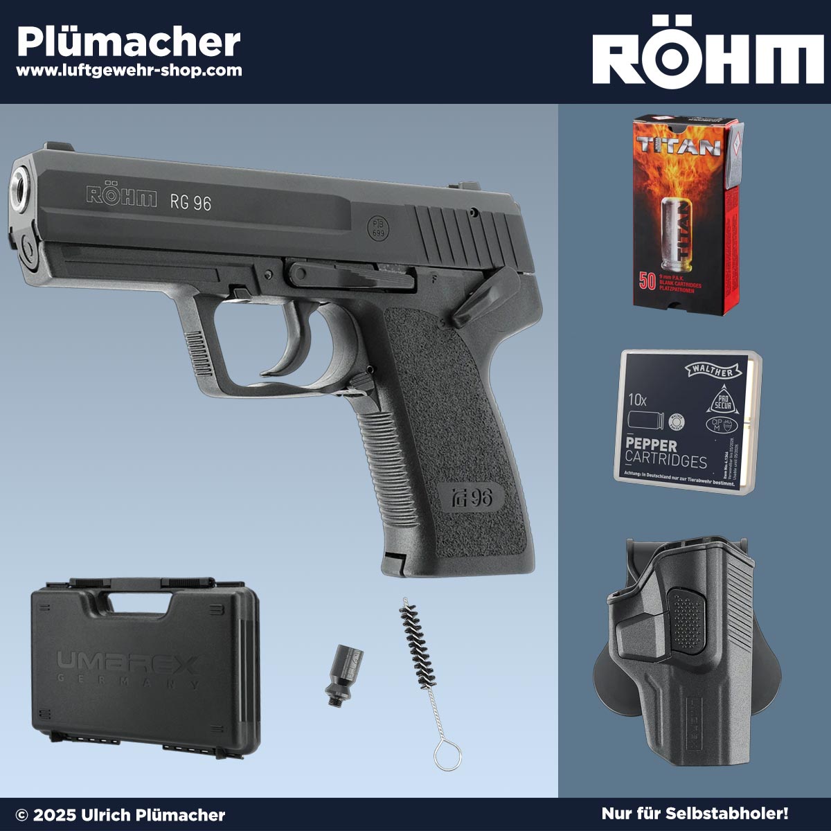 Röhm RG 96 Security Set mit Holster, Pfefferpatronen und Platzpatronen