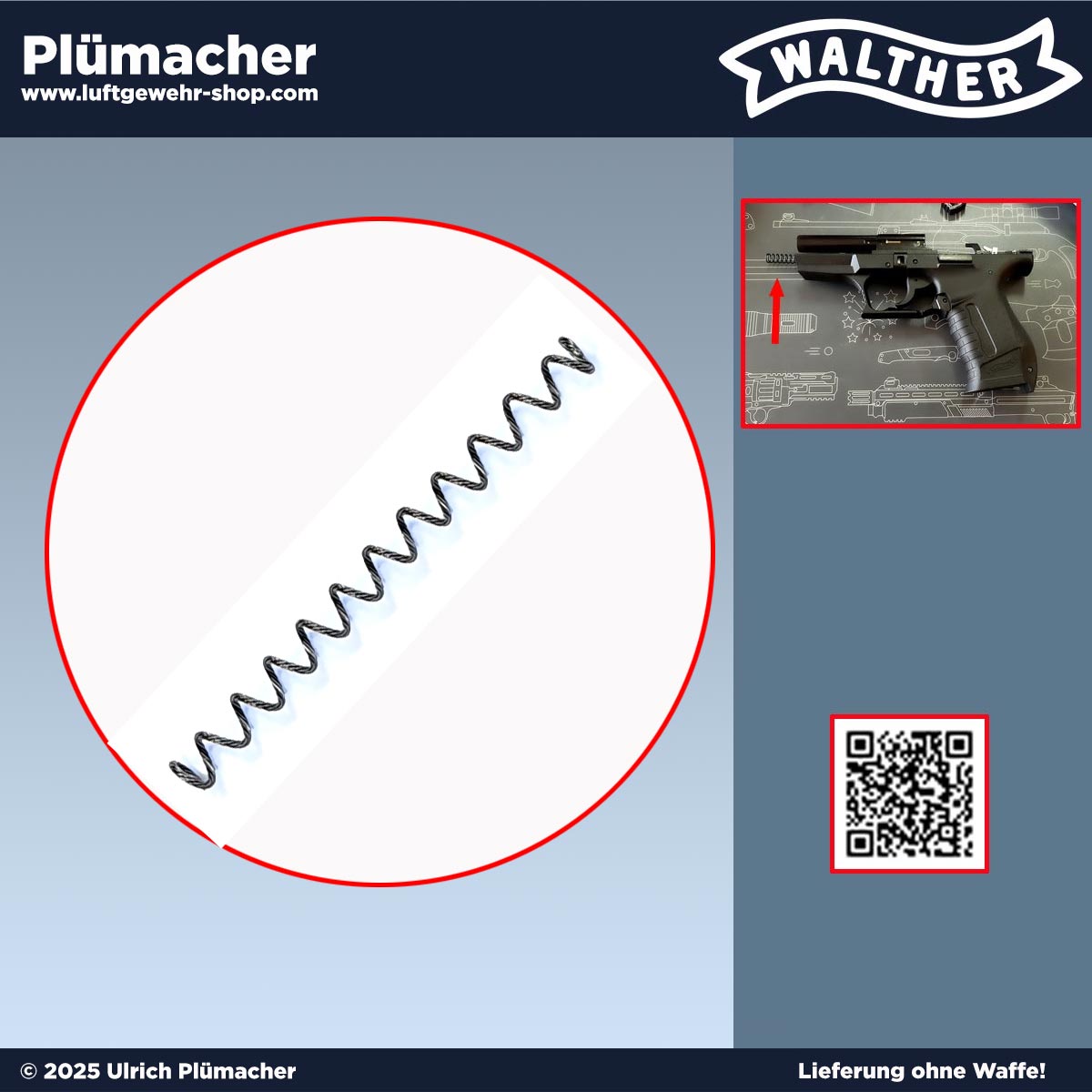 Walther P99 Schlittenfeder alte Ausführung für die Schreckschusspistole