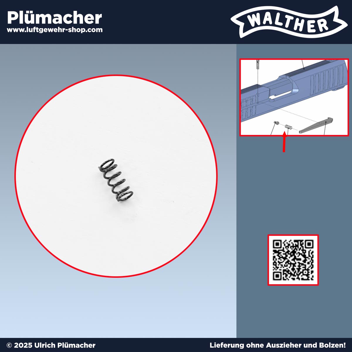 Auszieherfeder für die Walther P99 und Walther PPQ