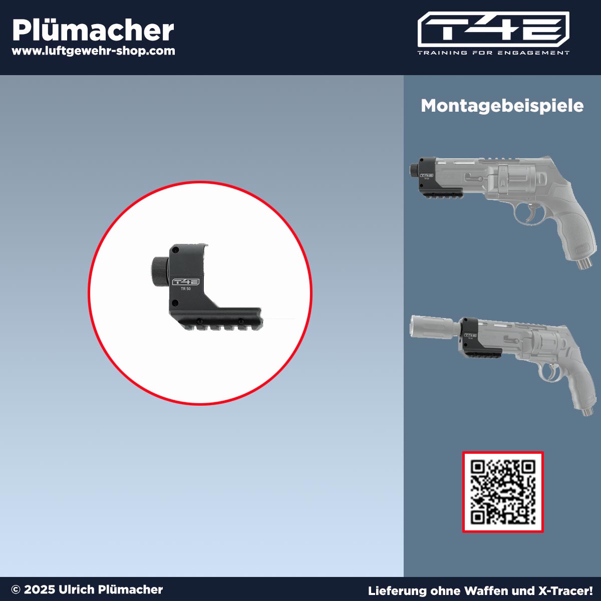 Der Muzzler Attachment Carrier ermöglicht mit seinem Mündungsgewinde die Montage des X-Tracer 50 am TR 50.